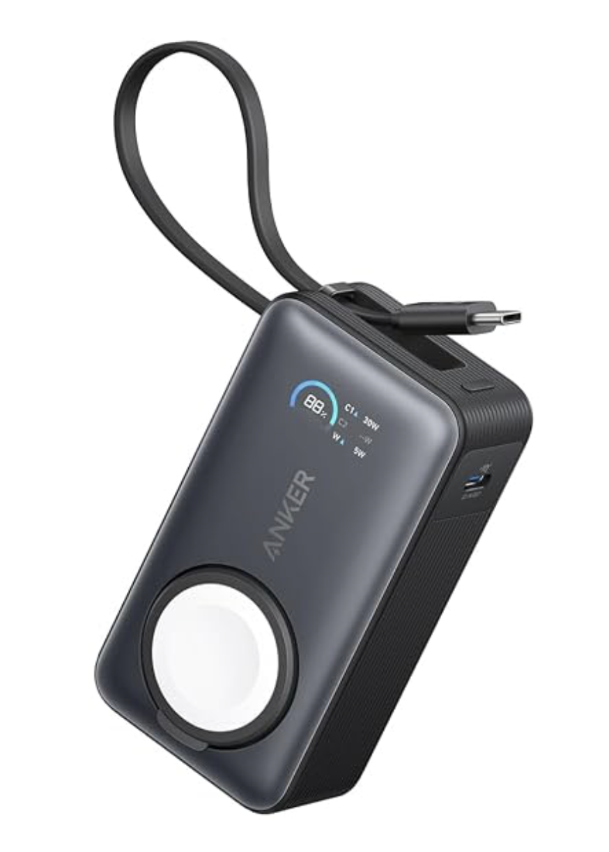Anker MagGo Power Bank for Apple Watch, Officially Certified 10,000mAh Compact Portable Charger with Built-In USB-C Cable, 35W Max Battery Pack, For iPhone 16/15 Series, iPad, AirPods, and More | Officially certified, for iPhone 17/16/15 series, Samsung,