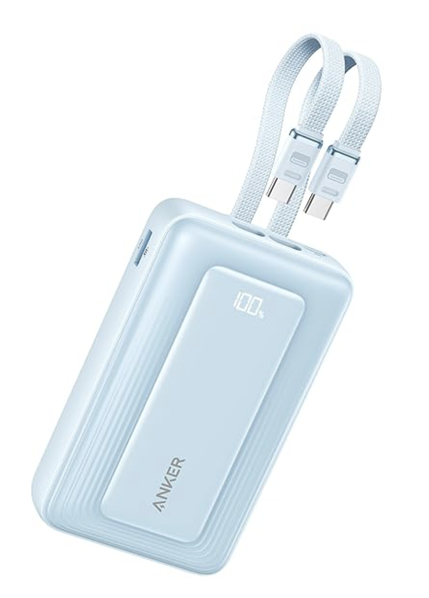 Anker Power Bank, 20,000mAh 45W Portable Charger,Dual Built-in USB-C Cables | 20,000mAh Battery Pack with Dual Built-In Cables, USB-C and USB-A Ports, for iPhone 17 / 16 Series, Galaxy, MacBook, and More