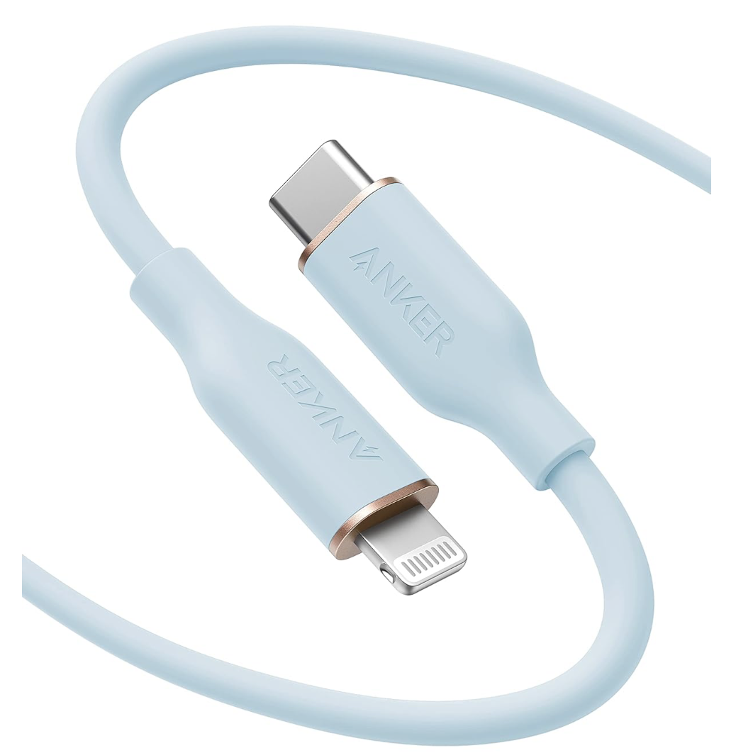 Anker PowerLine III Flow, USB C to Lightning Cable for iPhone 14 Plus 14 14 Pro Max 13 13 Pro 12 [MFi Certified, 6ft/1.8m, Misty Blue] Supports Power Delivery, Silicone Cable | PowerLine III Flow Silicone Charging Cord, for iPhone 13 / 13 Pro, and More
